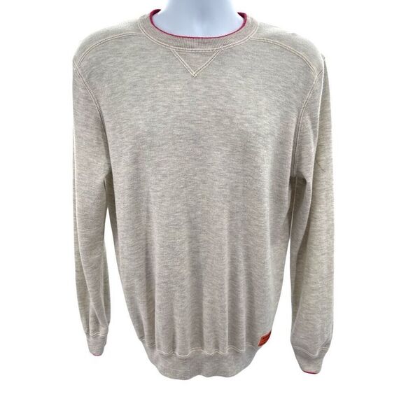 Scotch & Soda Men XL Crewneck Sweater Beige Gray Wool Blend Pullover Casual Knit - Picture 1 of 10